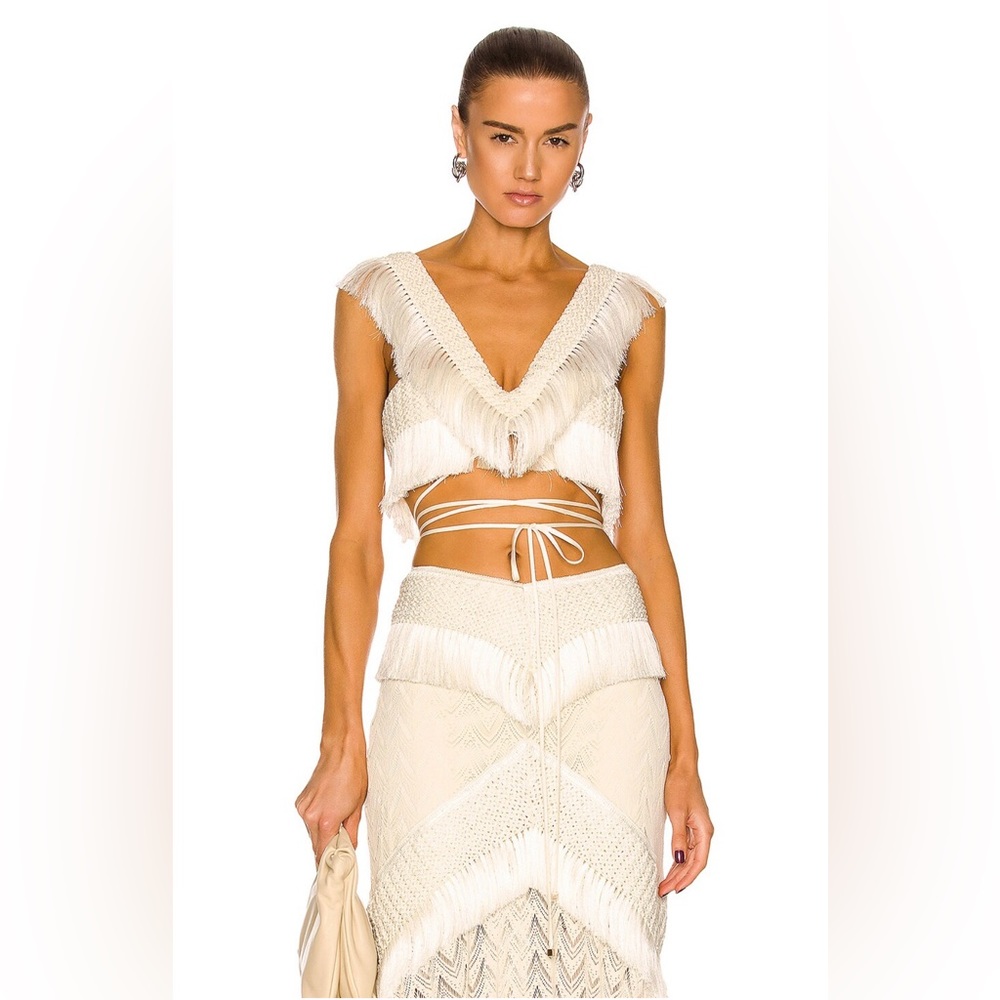 PatBo fringe trim crop top
